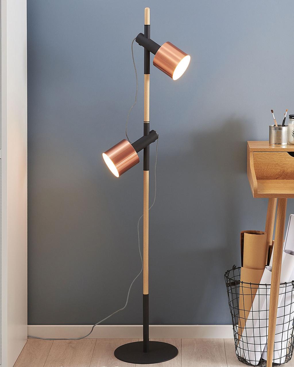 Підлогова лампа-торшер OWENS Регульована Дубова Деревина Чорний
