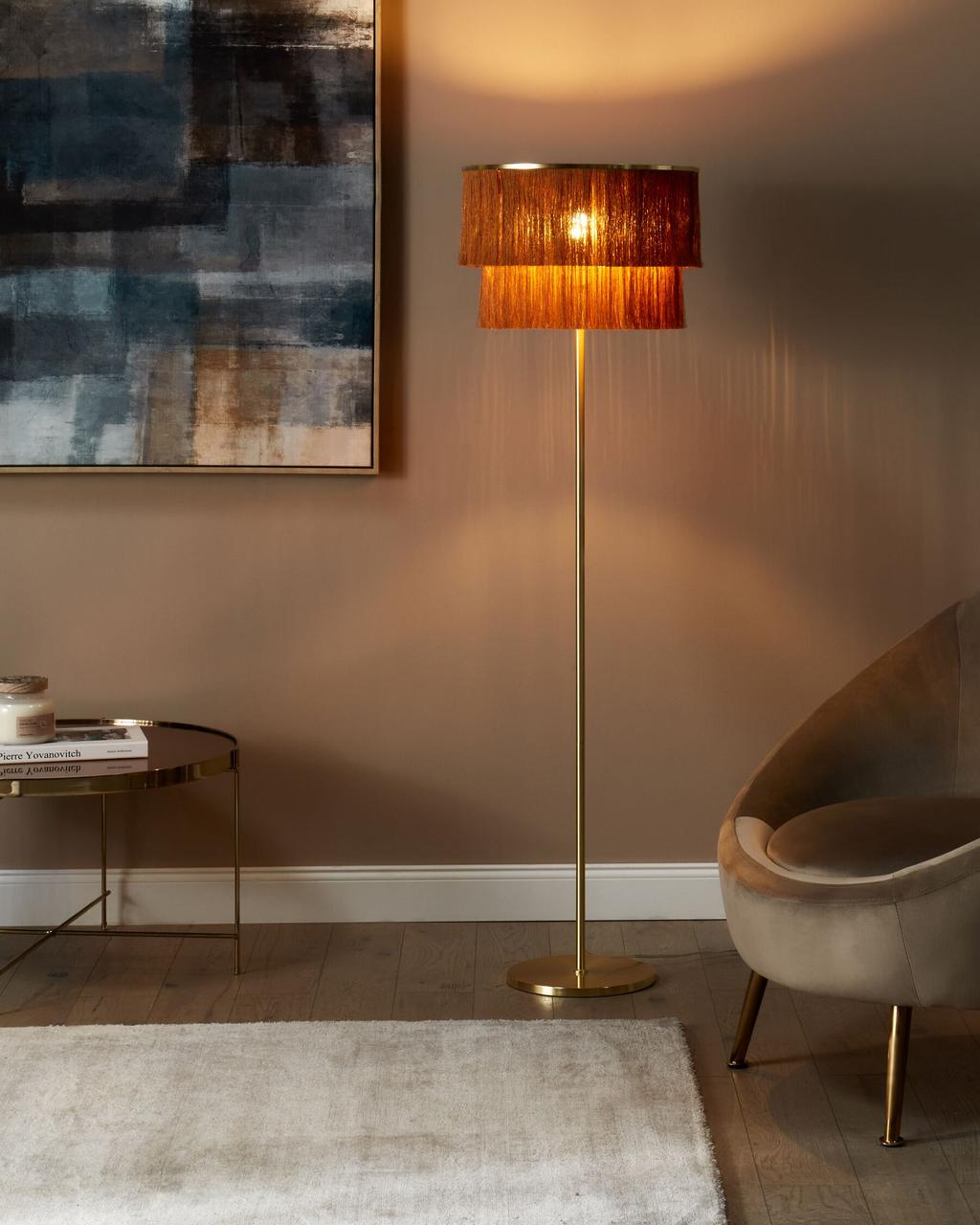 Торшер, підлогова лампа метал PERISTERI коричневий, фото 1