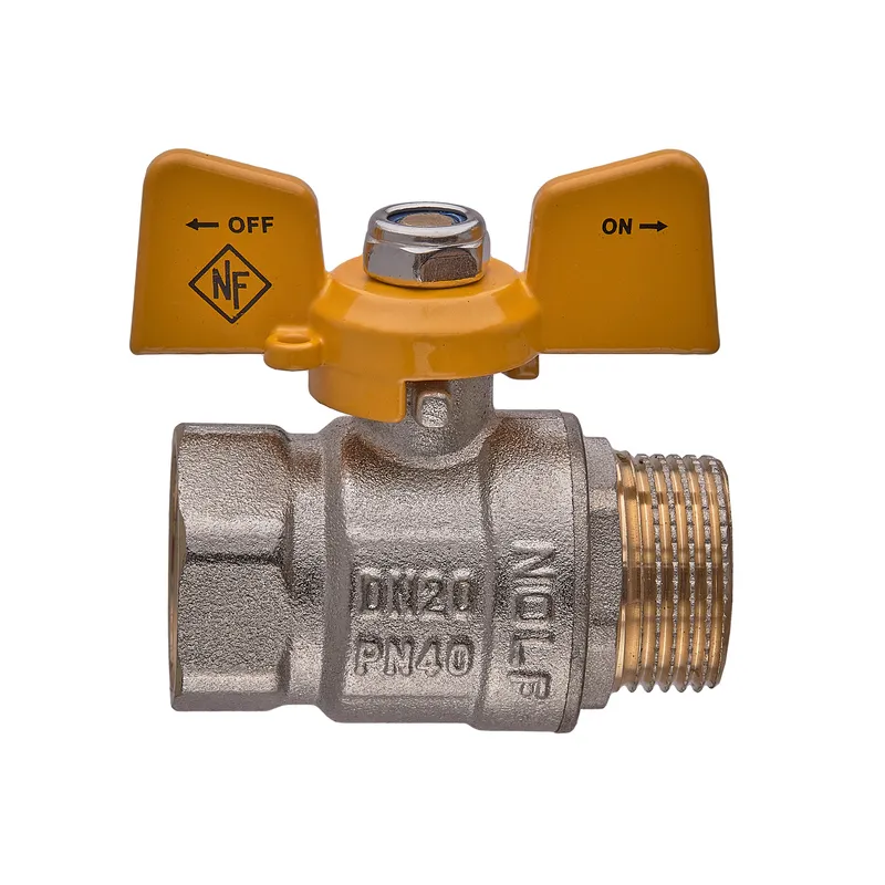 Кран кульовий Nolf classic NFC.722-08-3/4" FM ГШМ YELLOW, ручка "метелик" жовта (NF3130), фото 1