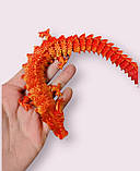 Дракон 3д рухомий золото-оранж 26 см, іграшка-антистрес., фото 4