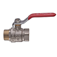 Кран кульовий Nolf Classic NFC.621-08 3/4" FM, прямий, латунь CW617N, ручка важіль червона, різьбове з'єднання внутрішнє-зовнішнє