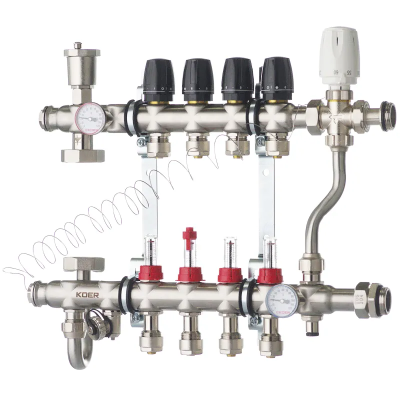 Колектор з вбудованим змішувальним вузлом KOER KR.S1013-4 1"х4 з неіржавної сталі SUS304(KR2947)