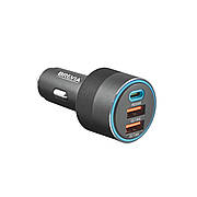 Автомобільний зарядний пристрій BREVIA ePower TriCharge 66 W 1xUSB-C+2xUSB-A чорний