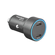 Автомобільний зарядний пристрій Winso PRO 40 W 2xUSB-C LED Ring Metal