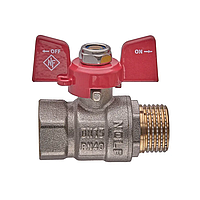 Кран кульовий Nolf Classic NFC.721-06-1/2" латунний з різьбовим приєднанням, прямий, ручка "метелик" червона