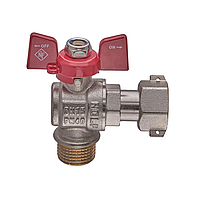 Кран кульовий Nolf classic NFC.841-06-1/2" ГШМ з накидною гайкою кутовий, ручка "метелик" червона (NF3158)