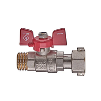 Кран кульовий Nolf classic NFC.821-06-1/2" ГШМ з накидною гайкою, ручка "метелик" червона (NF3153)