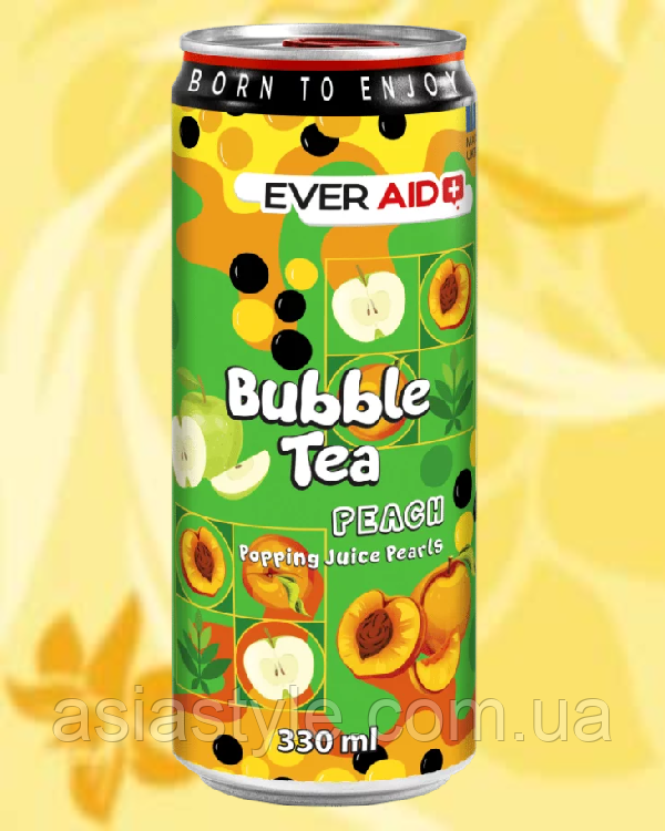 Чайний напій Персик, Чайный напиток Персик, Bubble Tea Peach, 0,33 л, EVER AID, ВО
