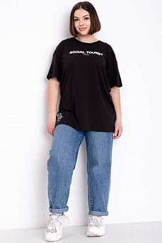 Футболка жіноча батальна чорного кольору з принтом 202254M