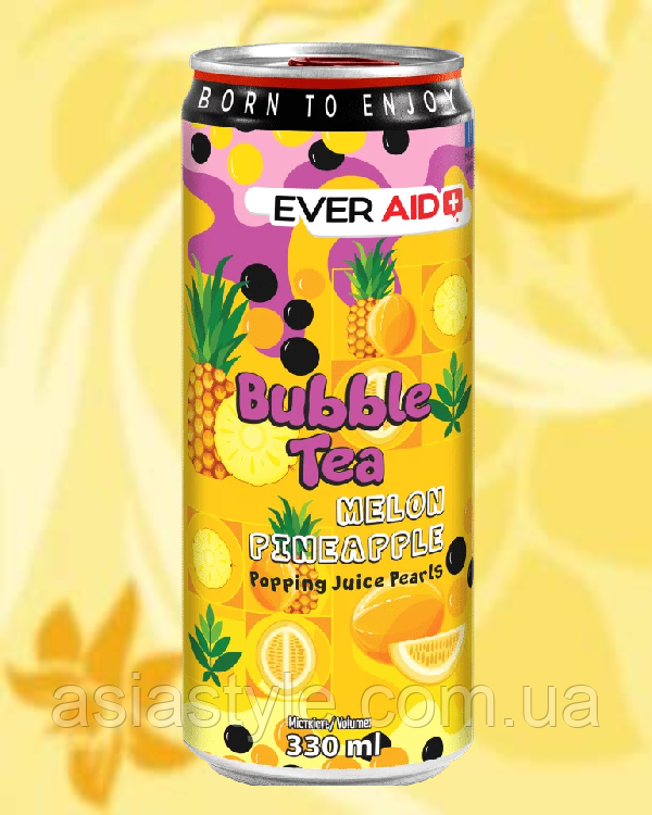Чайний напій Диня Ананас, Чайный напиток Диня Ананас, Bubble Tea Melon Pineapple, 0,33 л, EVER AID, ВО