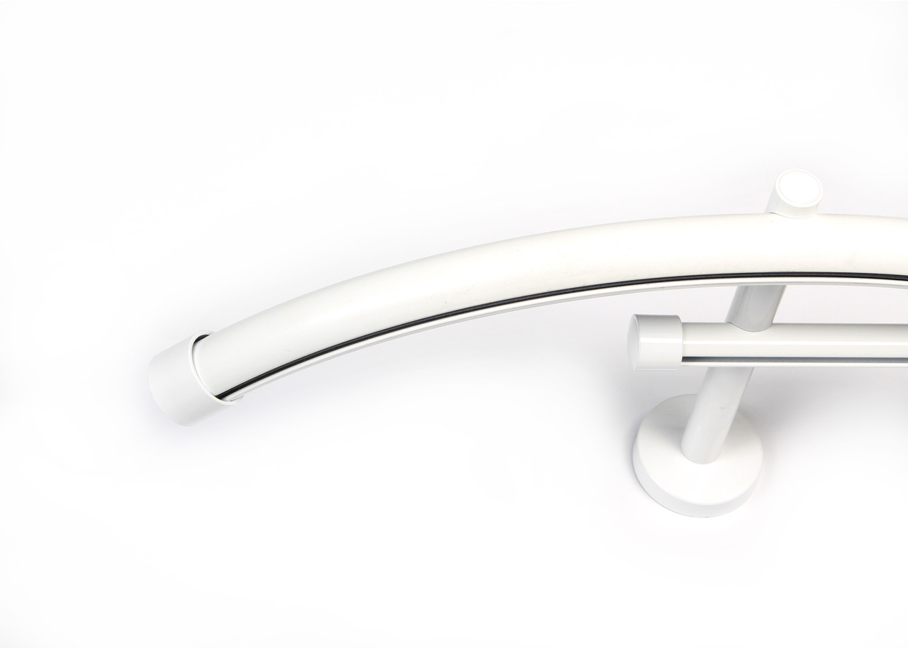 Карниз із вигином поворотами профіль Аресто Білий, гнутий, дворядний, монтаж на стіну, тримач циліндр