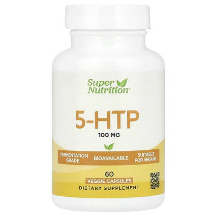 5-гідрокси L-триптофан (для підвищення серотоніну) Super Nutrition 5-HTP 100 мг 60 капс., фото 1