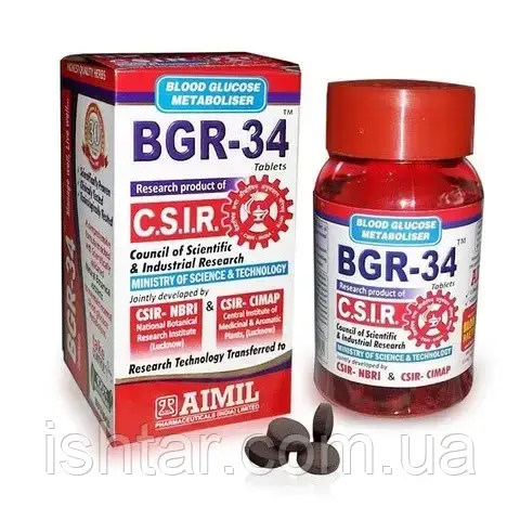 БГР-34 (100 таб), BGR-34, AIMIL( 100 пігулок, підтримка здоров'я при діабеті,), фото 1