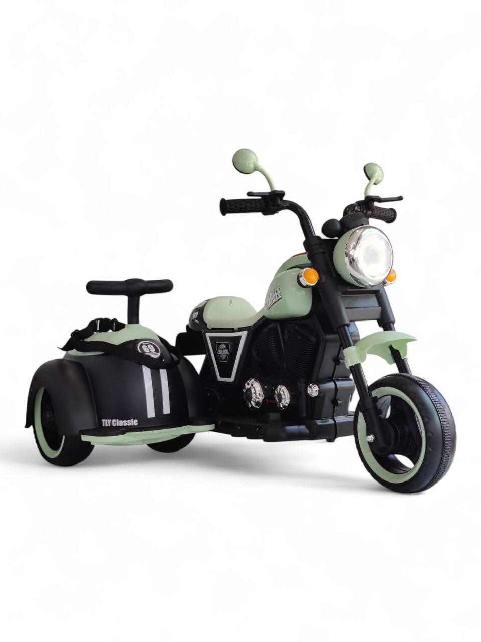 Дитячий електромотоцикл Harlee Davidson 69 з боковим причепом 12V до 50 кг, фото 1