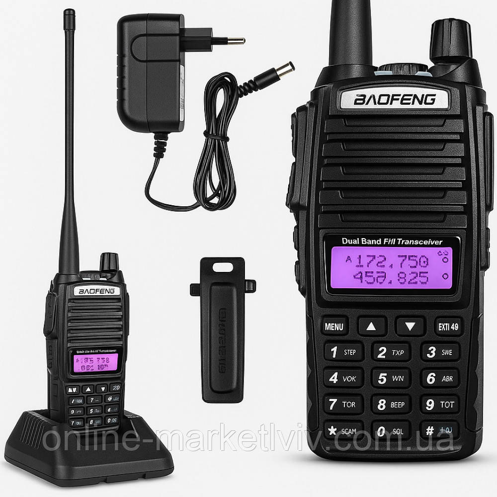 Портативна рація (5W, 2800 мАг, до 16 км) Baofeng UV-82 / Радіостанція тактична