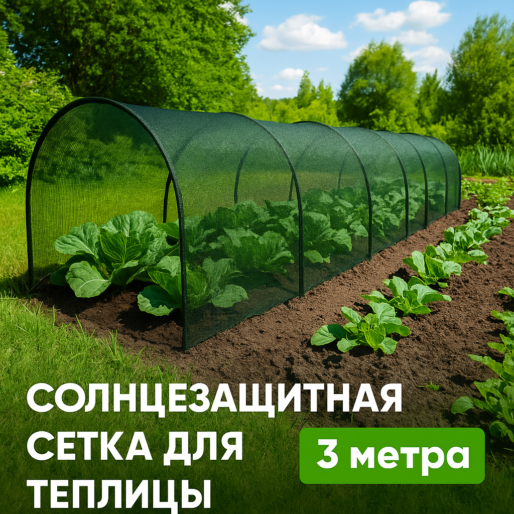 Сітка сонцезахисна для рослин 3 метри укриття для рослин від сонця аркове затінення занижувальна сітка, фото 1