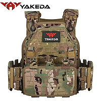 Плитоноска мультикам 1000D - тактический быстросъемный военный жилет с подсумками Yakeda