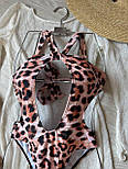 Купальник закритий жіночий леопардовий з глибоким вирізом біфлекс, S, M, фото 5