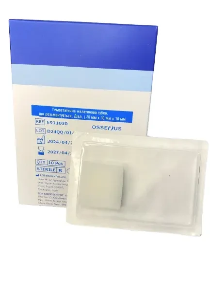 Губка гемостатична желатинова Osseous Діал 30x30x10мм, фото 1