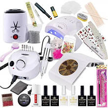 Стартовий набір для майстра манікюру та педикюру з лампою, фрезером, витяжкою та стерилізатором, AS-9