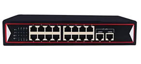 Мережевий POE комутатор 48 В Gigabit на 16+2 портів із вбудованим блоком живлення