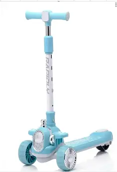 Дитячий самокат 3 колеса з підсвіткою музикою складаний до 50 кг PU кермо регульоване