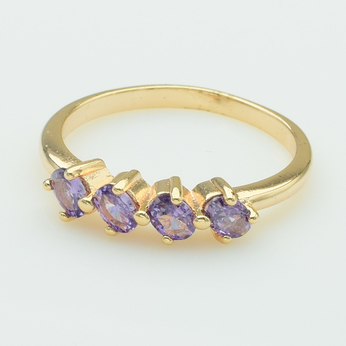 XUPING M&L Кільце Позолота 18к з фіолетовими цирконами Ширина 0.5см, Розмір 18, фото 1