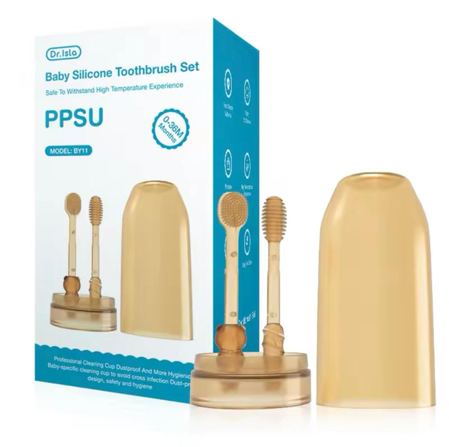 Набір дитячих силіконових зубних щіток 3 в 1 Dr. Isla, 0-18 місяців, фото 1