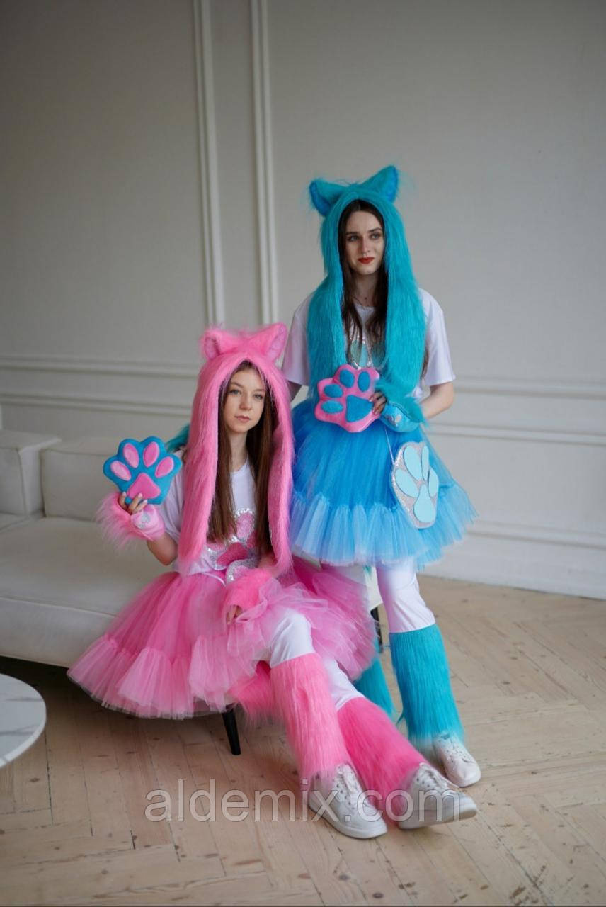 "Таба Лапка" блакитна карнавальний костюм для аніматорів. Карнавальний костюм для аніматорів Кішечка Таба Лапка, фото 1