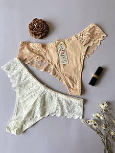 Набір жіночих трусиків бразиліана M з мереживом Lavolle упаковка 2шт