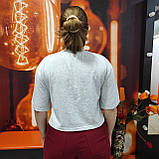 Футболка базова жіноча сіра меланж короткая бавовна, фото 4