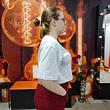 Футболка базова жіноча сіра меланж короткая бавовна, фото 3