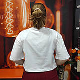 Футболка базова коротка жіноча біла бавовна, фото 2