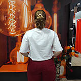 Футболка базова коротка жіноча біла бавовна, фото 5