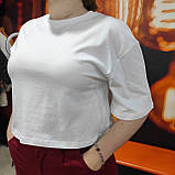 Футболка базова коротка жіноча біла бавовна, фото 6