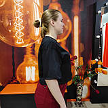 Футболка базова чорна жіноча коротка бавовна, фото 3