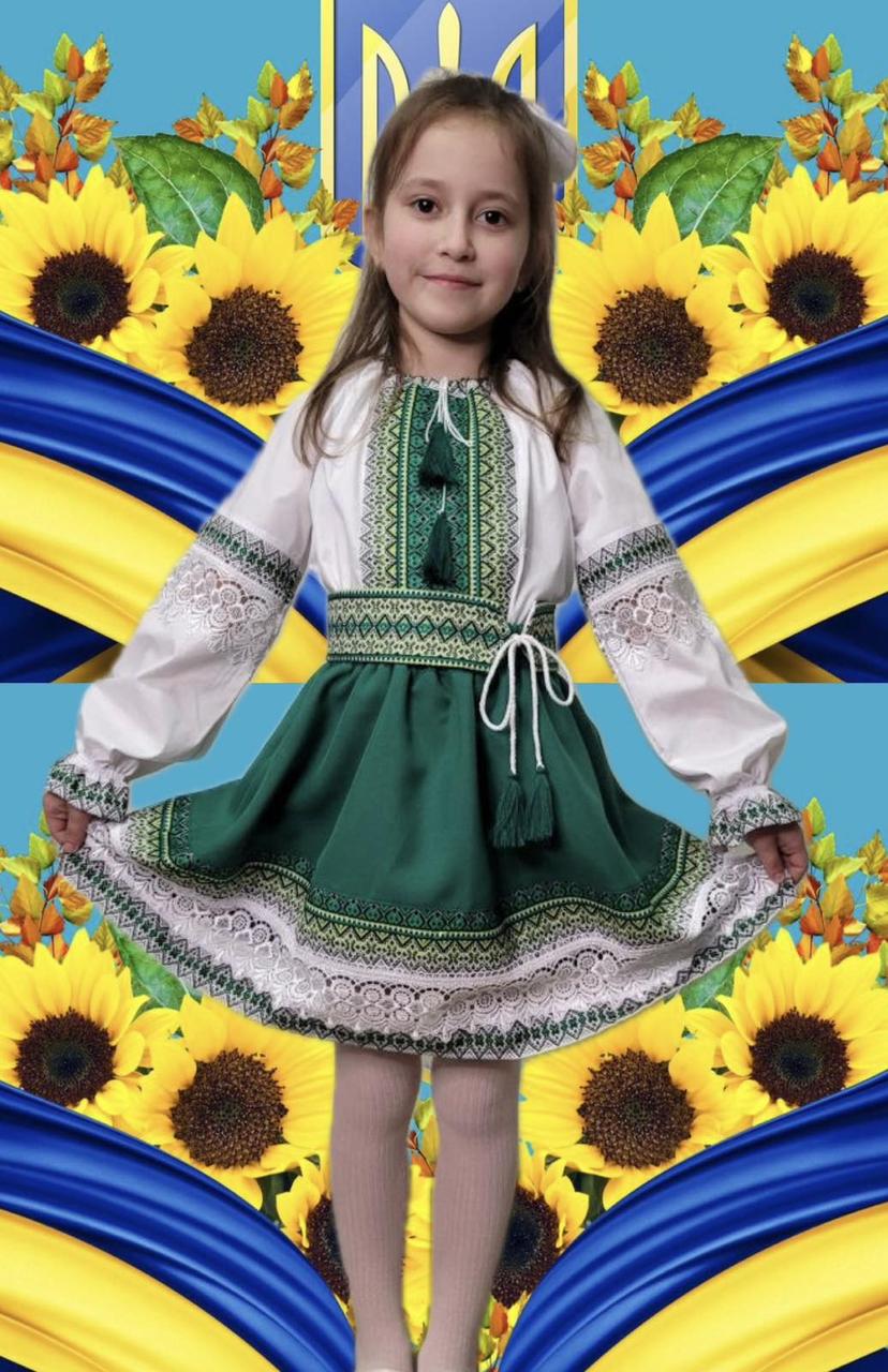 Вишиванка костюм для дівчаток р. 110-134, зелений