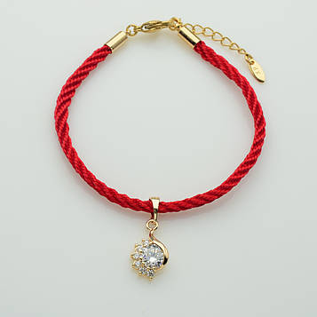 XUPING Браслет Позолота 18к Червона нитка Ширина 3мм, Довжина 16-16.5+4см, Кулон Висота 2.2см, Ширина 1см
