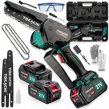 Акумуляторна міні пила Tokachi Drakkar 2xACU — безщітковий двигун, 6″+8″ шини, кейс