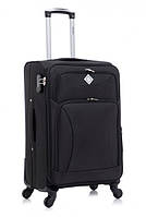 Валіза тканинна на 4-х колесах дорожня для подорожей середня міцна чорна Bonro Tourist 64х39х26 см