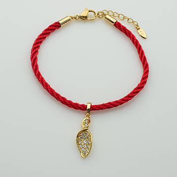 XUPING Браслет Позолота 18к Червона нитка Ширина 3мм, Довжина 19-19.5+4см, Кулон Висота 2.8см, Ширина 0.8см