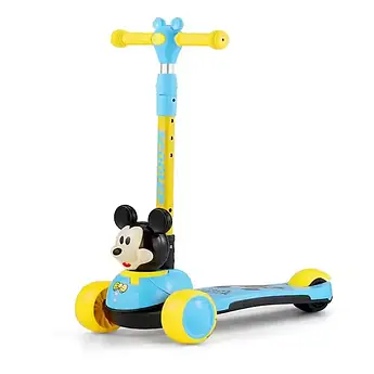 Дитячий самокат 3 колеса з підсвіткою музикою складаний регульований PU до 50 кг