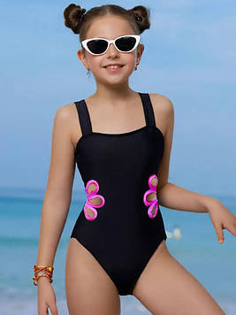 Дитячий суцільний купальник для дівчинки чорний