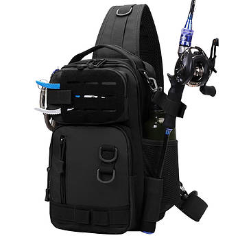 Сумка для рибальських приманок, через плече, 33х19х14 см, Чорний/ Сумка для риболовлі/ Сумка спінінгіста