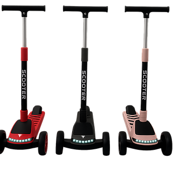 Дитячий самокат 3 колеса з підсвіткою музикою складаний регульований PU до 50 кг