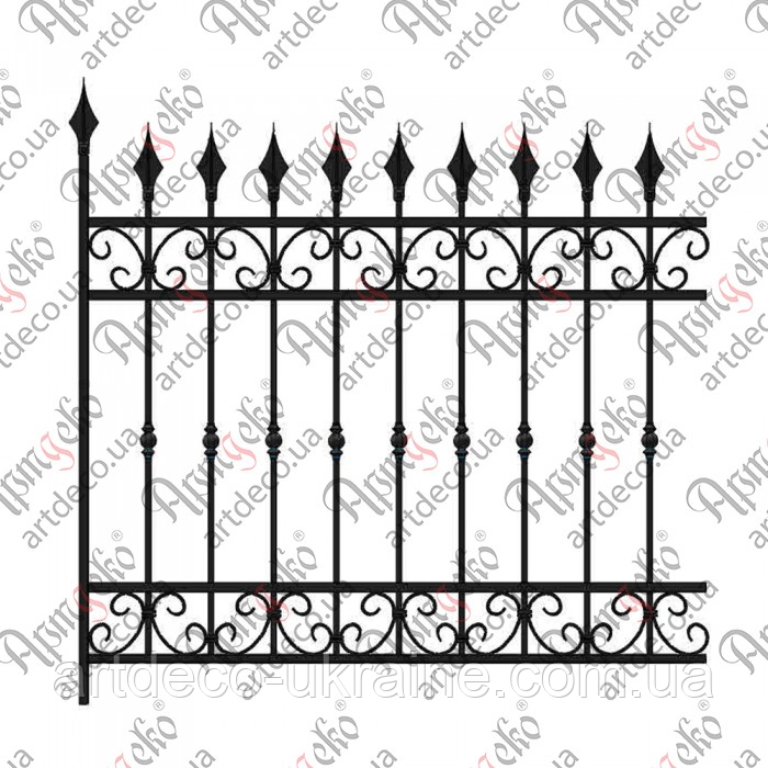 Кована огорожа, паркан 1380х1380 (КО-55) КОМПЛЕКТ ЕЛЕМЕНТІВ, фото 1