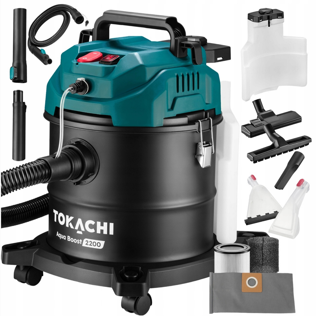 Миючий пилосос Tokachi Aqua Boost 2200 Вт — сухе та вологе прибирання, HEPA-фільтр, 5 м шланг