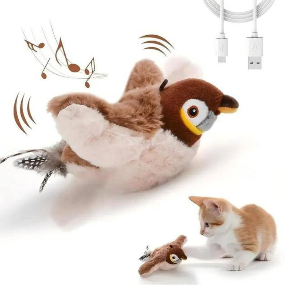 Інтерактивна іграшка для кішок з USB, 23*18*12 см / Звукова іграшка для тварин / Птах для кота