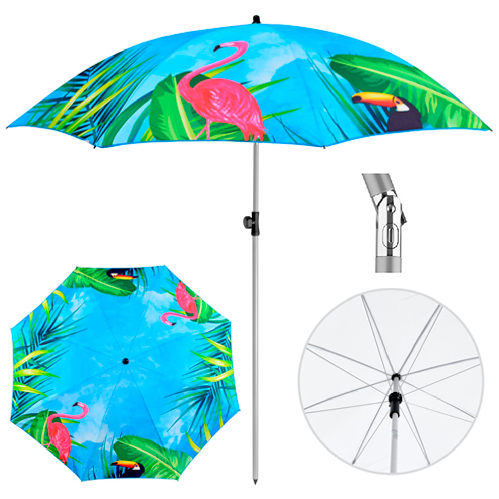 Пляжна парасолька від сонця посилена з нахилом Stenson d2м Зонтик "Flamingo" MH-3371-13, фото 1
