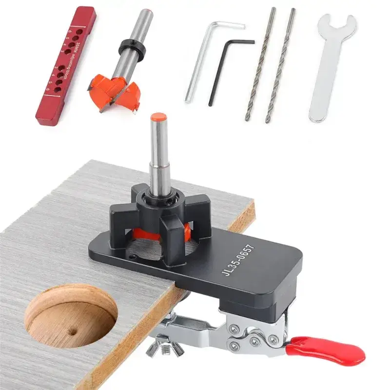 Шаблон для свердління JL-35 (кондуктор) під меблеві петлі 35 мм + фреза форстнера, фото 1